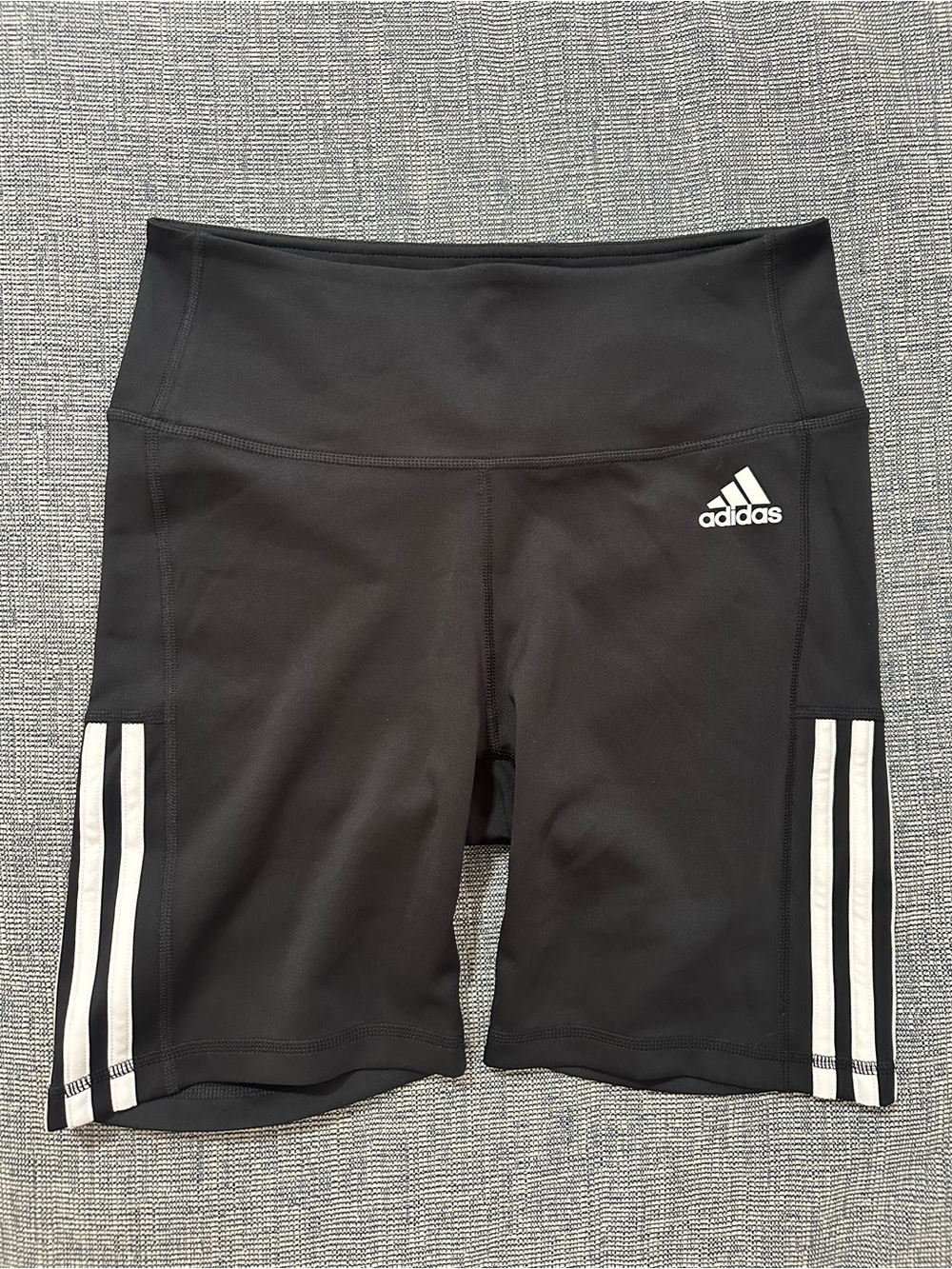 Adidas Women’s Black Biker Shorts with White Stripe